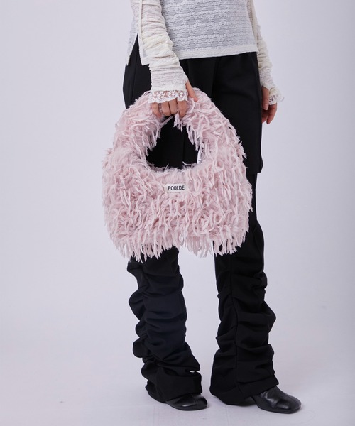 POOLDE ファーバッグ ピンク POOLDE ファー ハンドバッグ ホワイト POOLDE ファー ハンドバッグ