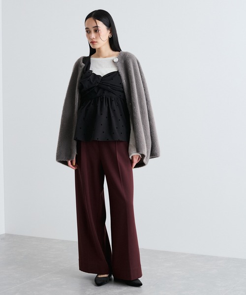 VIS(ビス)の「【洗える】フロッキードットプリントキャミソール(キャミソール・レディース・クリーム/ブラック・FREE)」の4枚目の写真