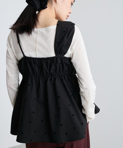 VIS(ビス)の「【洗える】フロッキードットプリントキャミソール(キャミソール・レディース・クリーム/ブラック・FREE)」の3枚目の写真
