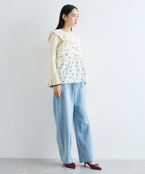 VIS(ビス)の「【洗える】フロッキードットプリントキャミソール(キャミソール・レディース・クリーム/ブラック・FREE)」の12枚目の写真