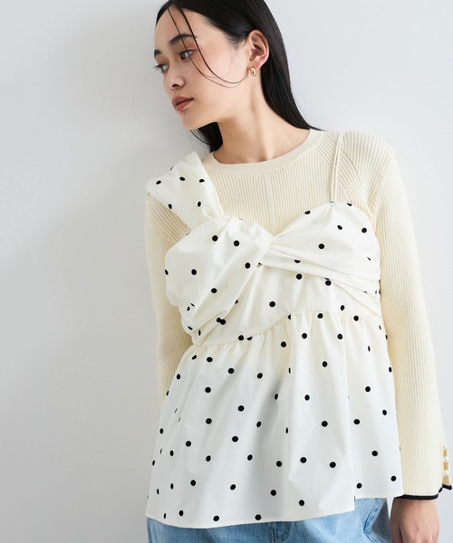 VIS(ビス)の「【洗える】フロッキードットプリントキャミソール(キャミソール・レディース・クリーム/ブラック・FREE)」の10枚目の写真