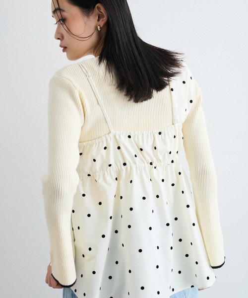 VIS(ビス)の「【洗える】フロッキードットプリントキャミソール(キャミソール・レディース・クリーム/ブラック・FREE)」の9枚目の写真