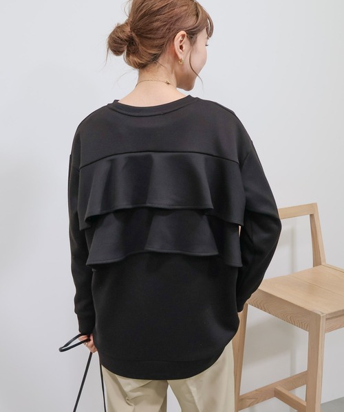 AMERICAN HOLIC（アメリカンホリック）の「【WEB限定】バックフリルポンチプルオーバー（スウェット・レディース・ブラック/グレイッシュベージュ/オートミール・M/L）」の11枚目の写真