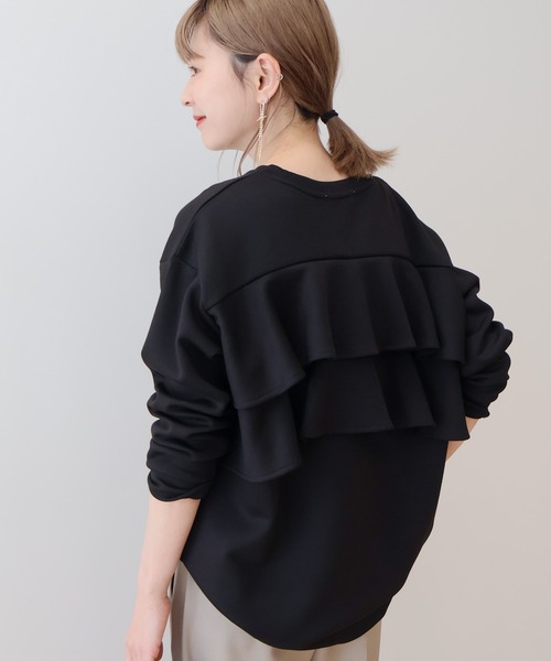 AMERICAN HOLIC（アメリカンホリック）の「【WEB限定】バックフリルポンチプルオーバー（スウェット・レディース・ブラック/グレイッシュベージュ/オートミール・M/L）」の8枚目の写真