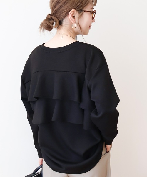 AMERICAN HOLIC（アメリカンホリック）の「【WEB限定】バックフリルポンチプルオーバー（スウェット・レディース・ブラック/グレイッシュベージュ/オートミール・M/L）」の13枚目の写真