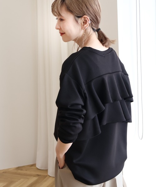 AMERICAN HOLIC（アメリカンホリック）の「【WEB限定】バックフリルポンチプルオーバー（スウェット・レディース・ブラック/グレイッシュベージュ/オートミール・M/L）」の15枚目の写真