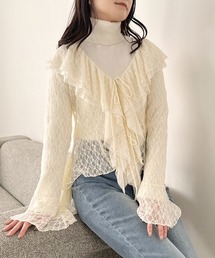 one after another NICE CLAUP | レースブラウス×ハイネックニットアンサンブル(アンサンブル)
