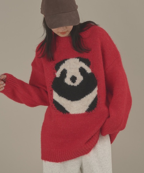 パンダモチーフルーズニット（ニット/セーター）｜MERLOT（メルロー） 5,524円