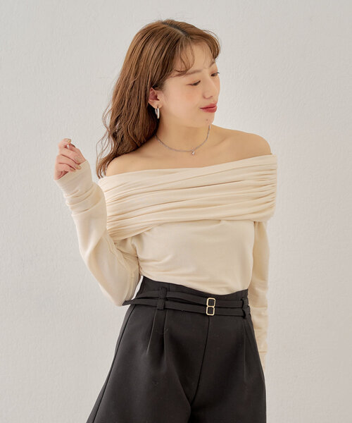 アシメドレープデザイントップス（Tシャツ/カットソー）｜Chico（チコ）