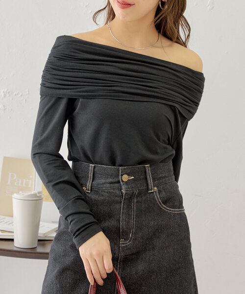 アシメドレープデザイントップス（Tシャツ/カットソー）｜Chico（チコ）