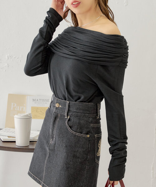 アシメドレープデザイントップス（Tシャツ/カットソー）｜Chico（チコ）