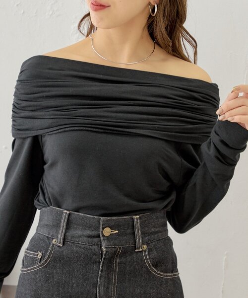 アシメドレープデザイントップス（Tシャツ/カットソー）｜Chico（チコ）