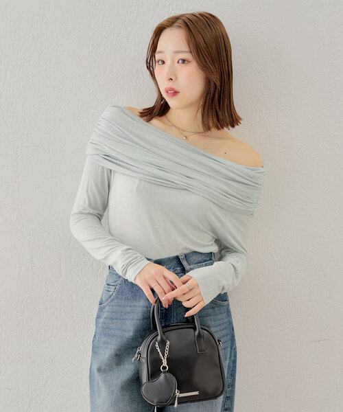 アシメドレープデザイントップス（Tシャツ/カットソー）｜Chico（チコ）