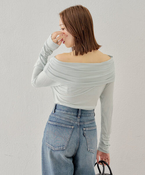 アシメドレープデザイントップス（Tシャツ/カットソー）｜Chico（チコ）