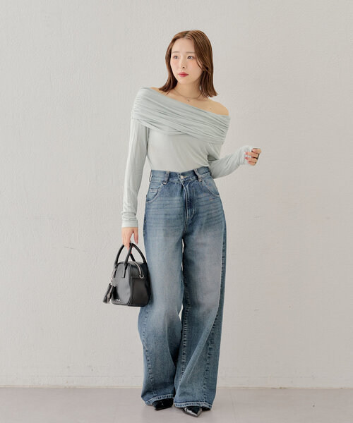 アシメドレープデザイントップス（Tシャツ/カットソー）｜Chico（チコ）