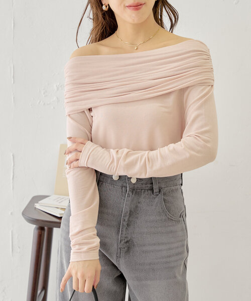 アシメドレープデザイントップス（Tシャツ/カットソー）｜Chico（チコ）