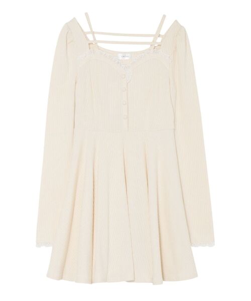 EATME（イートミー）の「デコルテフリルワンピース（ワンピース・レディース・アイボリー/グレー/レッド・FREE）」の8枚目の写真