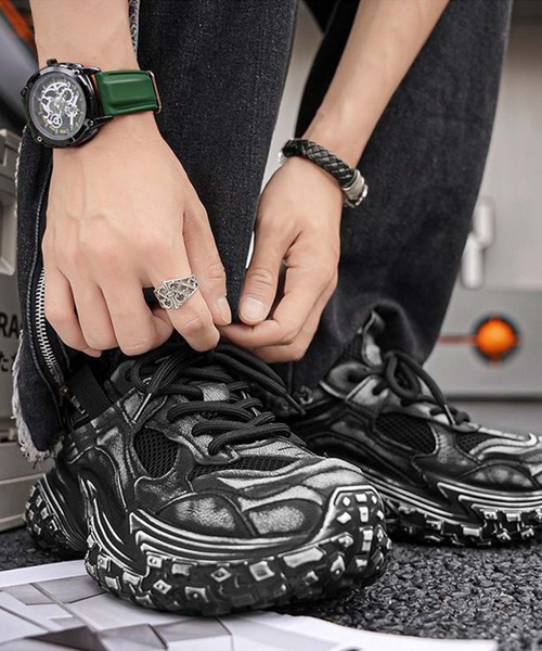 shoes365(シューズスリーシックスファイヴ)の「【SHOES 365】メンズ厚底ダットスニーカー(軽量)(スニーカー・メンズ・グレー/ブラック・24.5cm/25.0cm/25.5cm/26.0cm/26.5cm/27.0cm)」の6枚目の写真