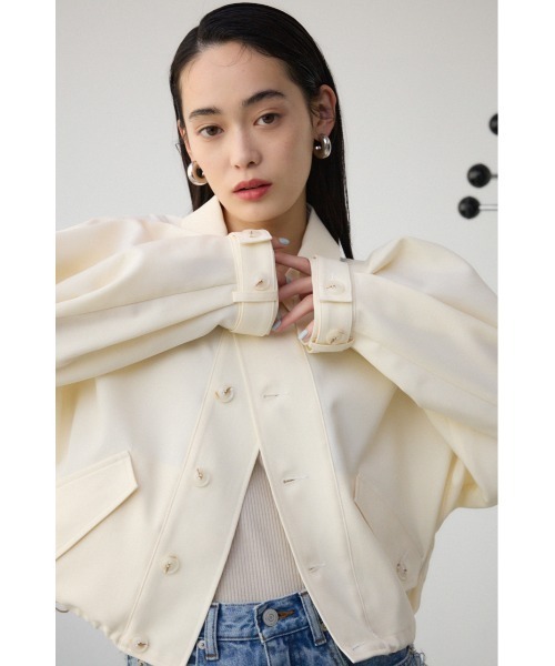 ボリュームスリーブクロップドシャツブルゾン（ブルゾン）｜AZUL BY