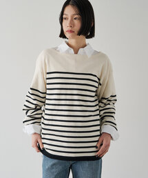 russet | [日本製]ボーダースプリングニット(SW-206)(ニット/セーター)