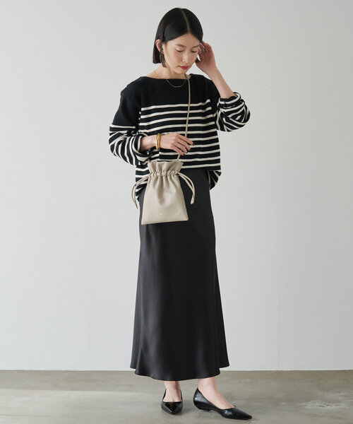 russet（ラシット）の「[日本製]ボーダースプリングニット(SW-206)（ニット/セーター・レディース・オフホワイト/ブラック・FREE）」の14枚目の写真