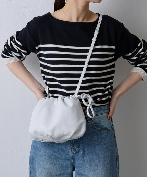 russet（ラシット）の「[日本製]ボーダースプリングニット(SW-206)（ニット/セーター・レディース・オフホワイト/ブラック・FREE）」の16枚目の写真