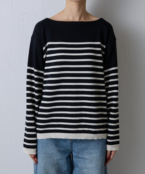 russet（ラシット）の「[日本製]ボーダースプリングニット(SW-206)（ニット/セーター・レディース・オフホワイト/ブラック・FREE）」の17枚目の写真