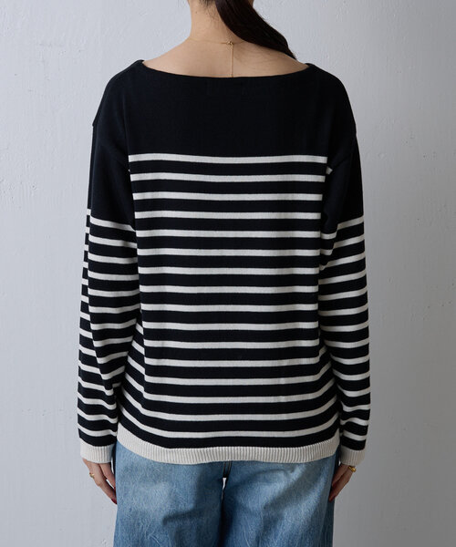 russet（ラシット）の「[日本製]ボーダースプリングニット(SW-206)（ニット/セーター・レディース・オフホワイト/ブラック・FREE）」の19枚目の写真