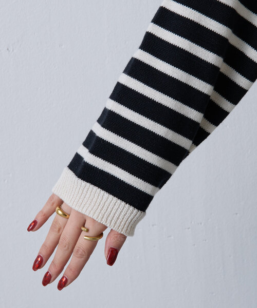 russet（ラシット）の「[日本製]ボーダースプリングニット(SW-206)（ニット/セーター・レディース・オフホワイト/ブラック・FREE）」の21枚目の写真