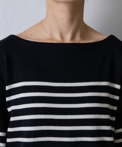 russet（ラシット）の「[日本製]ボーダースプリングニット(SW-206)（ニット/セーター・レディース・オフホワイト/ブラック・FREE）」の22枚目の写真