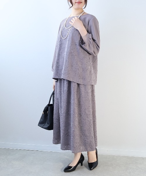 ブラウス シャツ 「L〜5L 大きいサイズ」カットジャガード切替えブラウス レディース セール】【L～5L 大きいサイズ】カットジャガード切替えブラウス