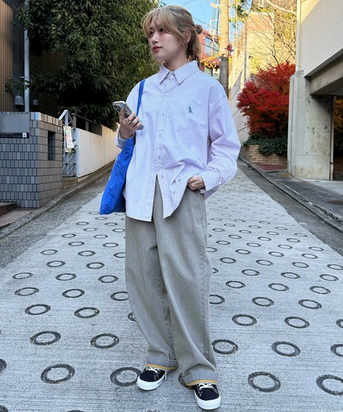 DOUBLE NAME(ダブルネーム)の「【m:rex】ミニ恐竜ワッペンストライプシャツ(シャツ/ブラウス・レディース・ピンク系/ブルー系/ベージュ系・FREE)」の10枚目の写真