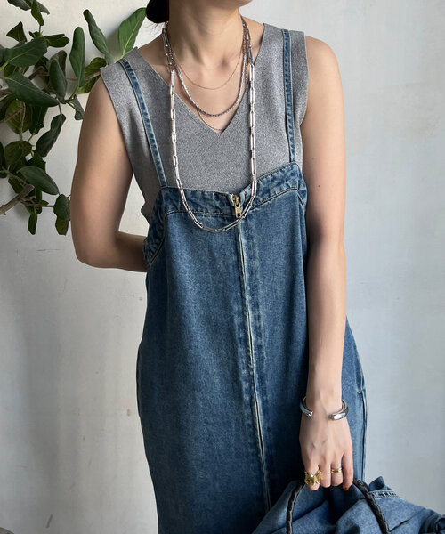 DouDou(ドゥドゥ)の「前後2WAYラメニットタンク(ニット/セーター・レディース・ブラック/サックスブルー/グレー/ベージュ・FREE)」の19枚目の写真