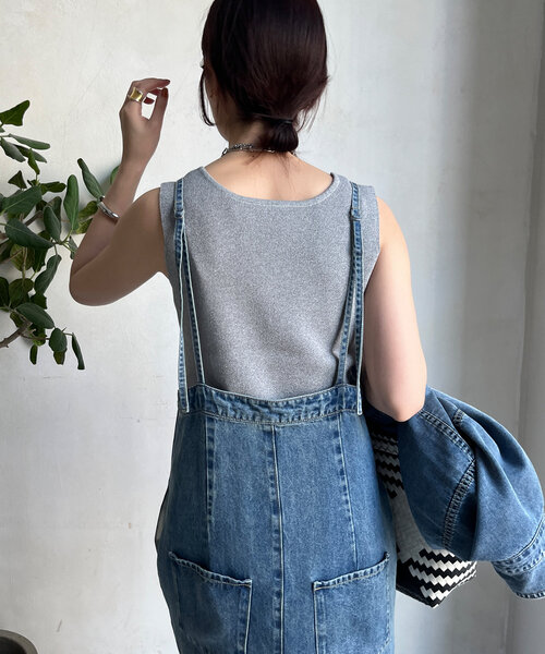 DouDou(ドゥドゥ)の「前後2WAYラメニットタンク(ニット/セーター・レディース・ブラック/サックスブルー/グレー/ベージュ・FREE)」の20枚目の写真