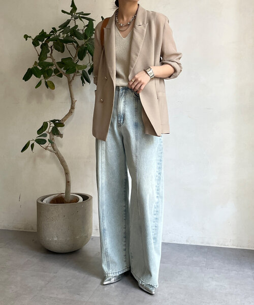 DouDou(ドゥドゥ)の「前後2WAYラメニットタンク(ニット/セーター・レディース・ブラック/サックスブルー/グレー/ベージュ・FREE)」の21枚目の写真