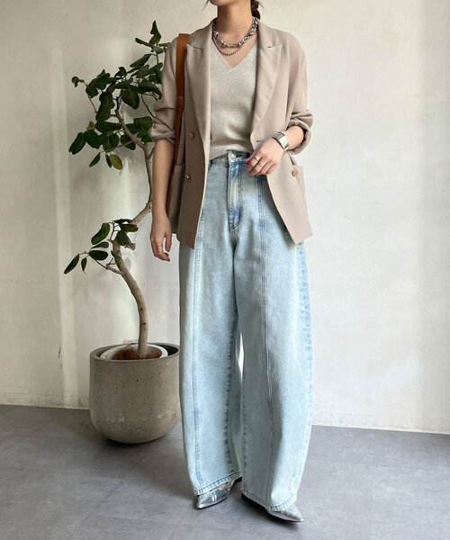 DouDou(ドゥドゥ)の「前後2WAYラメニットタンク(ニット/セーター・レディース・ブラック/サックスブルー/グレー/ベージュ・FREE)」の22枚目の写真