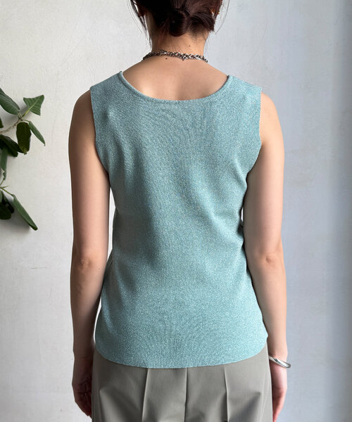 ニット セーター ２WAYラメニットタンク レディース DouDou ニット セーター 前後2WAYラメニットタンク レディース