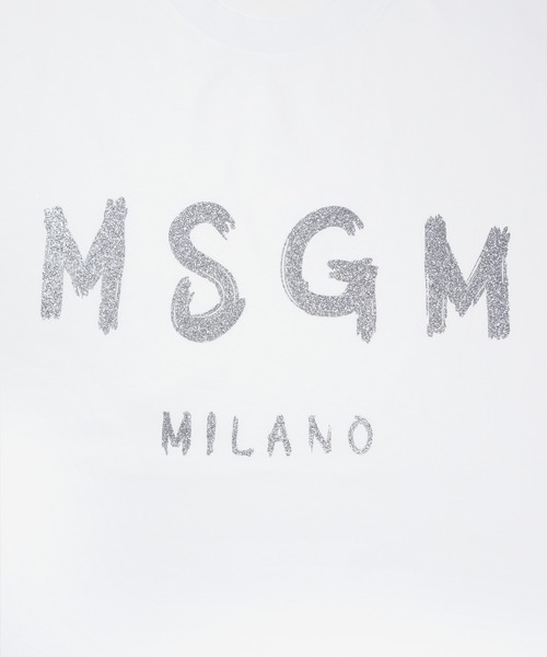 MSGM(エムエスジーエム)の「【NEW】MSGM ブラッシュロゴ Tシャツワンピース【GLITTER PRINT】(ワンピース・レディース・ブラック×シルバー/ホワイト×シルバー・M/L/XS/S)」の4枚目の写真