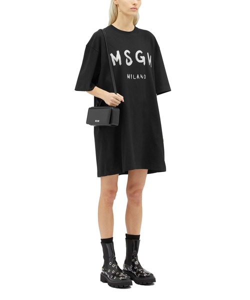 セール】【NEW】MSGM ブラッシュロゴ Tシャツワンピース
