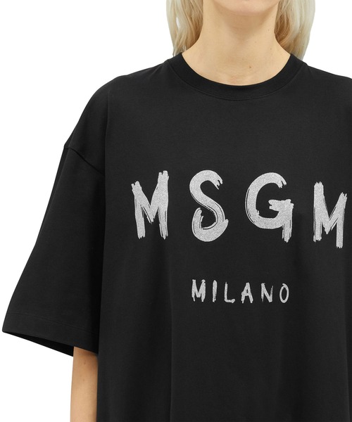 セール】【NEW】MSGM ブラッシュロゴ Tシャツワンピース
