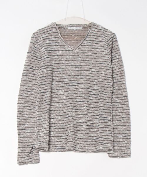 sunny branch(サニーブランチ)の「★Growth by Grail★ボーダーVネックカット(Tシャツ/カットソー・メンズ・グレー・LARGE/MEDIUM)」の1枚目の写真