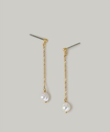 〈K18GP〉ロング淡水パールピアス