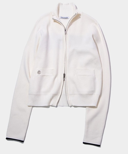 PLACE STUDIO(プレイススタジオ)の「PLACE STUDIO/ハイネックニットZIPUP(ニット/セーター・レディース・アイボリー/ブラック・FREE)」の3枚目の写真
