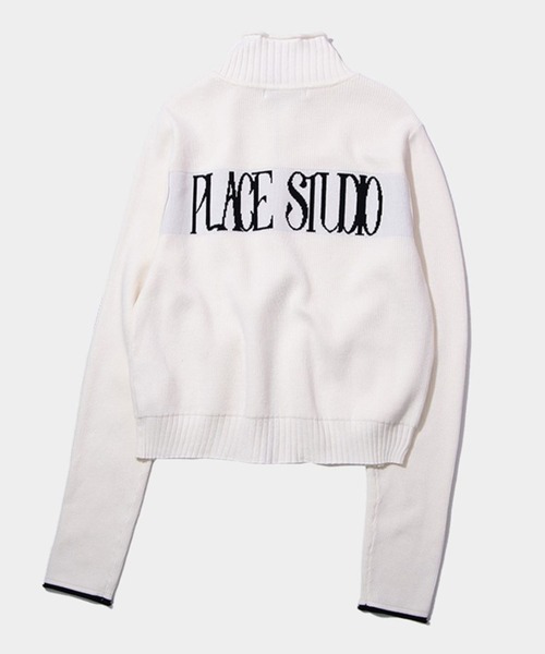 PLACE STUDIO(プレイススタジオ)の「PLACE STUDIO/ハイネックニットZIPUP(ニット/セーター・レディース・アイボリー/ブラック・FREE)」の4枚目の写真