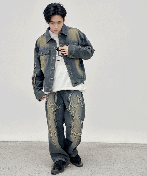 A‘gem 9(エージェムナイン)の「A'GEM/9 × .kom『FREEDEE/フリーディー』カットオフデニムジャケット(デニムジャケット・メンズ・ブラック/ブルー・M)」の5枚目の写真