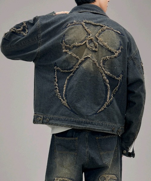 A‘gem 9(エージェムナイン)の「A'GEM/9 × .kom『FREEDEE/フリーディー』カットオフデニムジャケット(デニムジャケット・メンズ・ブラック/ブルー・M)」の6枚目の写真