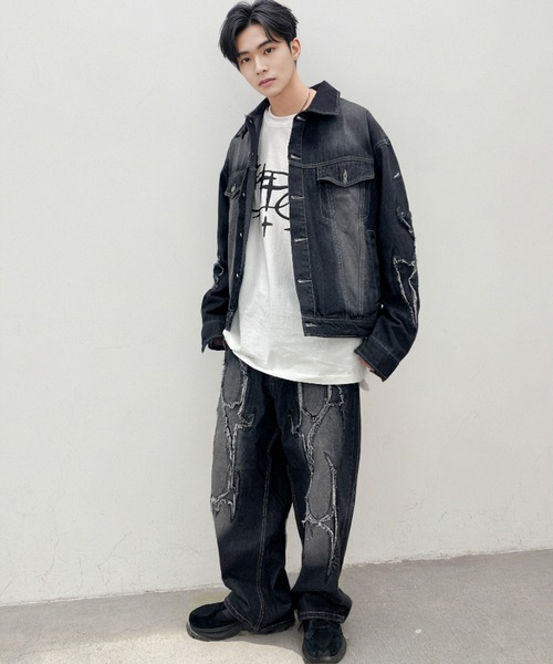 A‘gem 9(エージェムナイン)の「A'GEM/9 × .kom『FREEDEE/フリーディー』カットオフデニムジャケット(デニムジャケット・メンズ・ブラック/ブルー・M)」の10枚目の写真