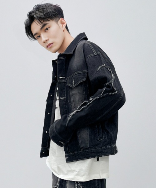 A‘gem 9(エージェムナイン)の「A'GEM/9 × .kom『FREEDEE/フリーディー』カットオフデニムジャケット(デニムジャケット・メンズ・ブラック/ブルー・M)」の11枚目の写真