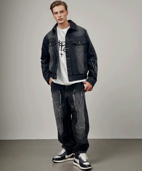 A‘gem 9(エージェムナイン)の「A'GEM/9 × .kom『FREEDEE/フリーディー』カットオフデニムジャケット(デニムジャケット・メンズ・ブラック/ブルー・M)」の8枚目の写真