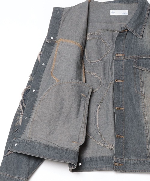 A‘gem 9(エージェムナイン)の「A'GEM/9 × .kom『FREEDEE/フリーディー』カットオフデニムジャケット(デニムジャケット・メンズ・ブラック/ブルー・M)」の22枚目の写真
